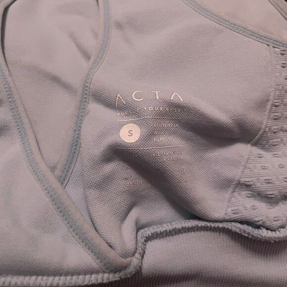 ACTA Wear Small Sports Bra Blue Open Back High Neck - Picture 5 of 5